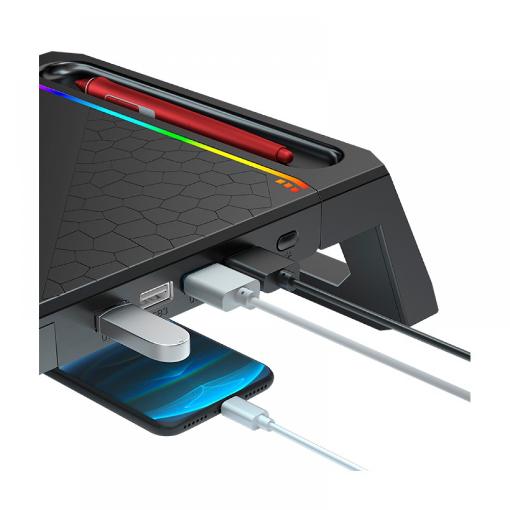 MESA PARA MONITOR - SMARTPHONE  RGB CON 4 PUERTOS USB